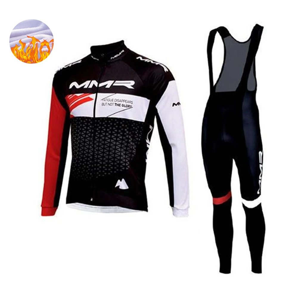 MMR зимний теплый флисовый велосипедный Трикотажный костюм с длинным рукавом для