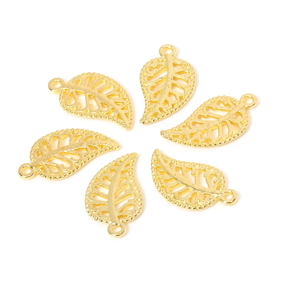 

50pcs 17x9mm Tree Leaf Charms Pendants Earrings Necklace Bracelet Anklet Accessories for Jewelry Making Findings Wholesale DIY