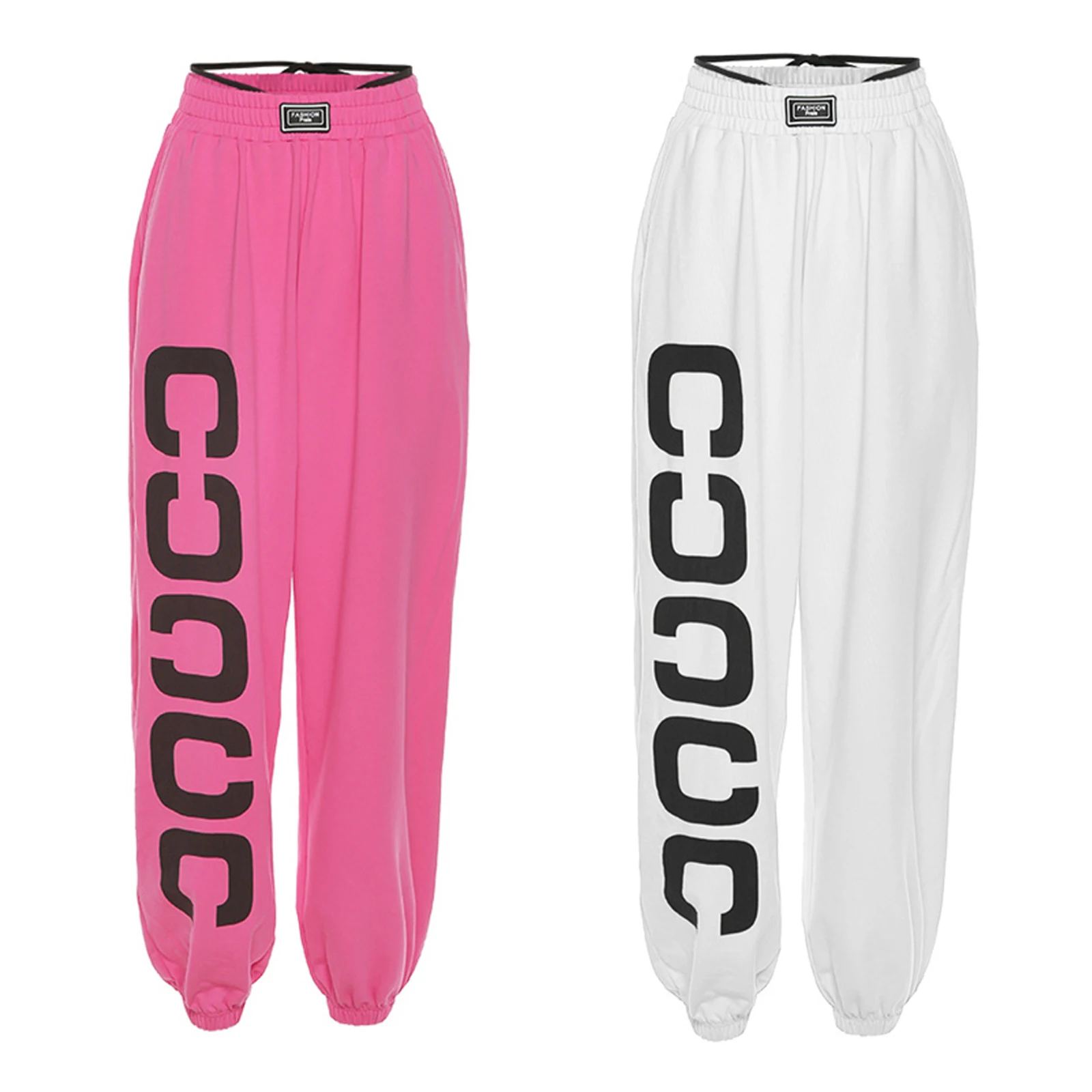 

Autumn Women Casual Sports Sweatpants Ladies Female Loose Letters Print Strappy High-Waist Casual Pants with Pockets Trousers