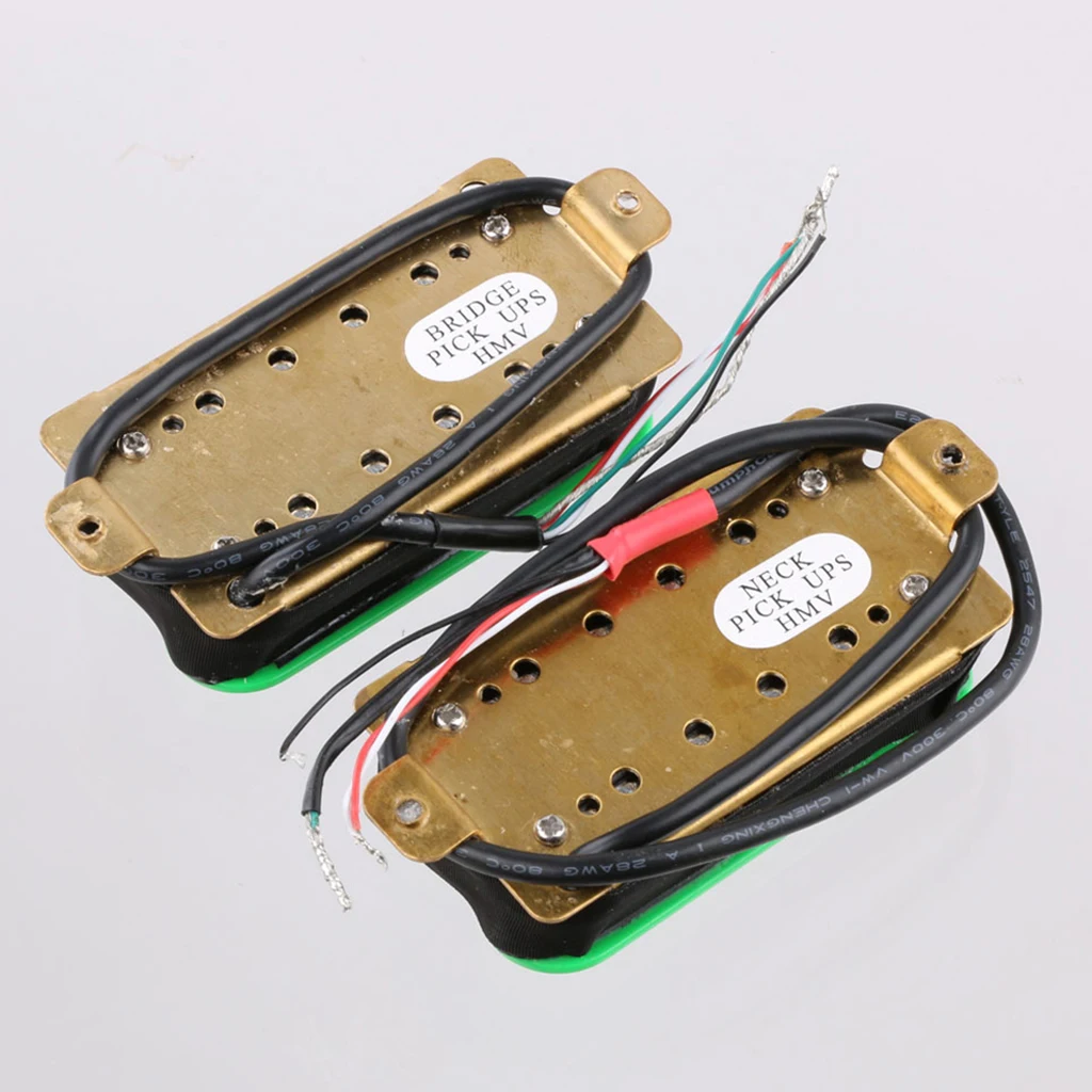 

2pcs Electric Guitar Neck & Bridge Pickups Stable Transmission Noise Reducing - Green