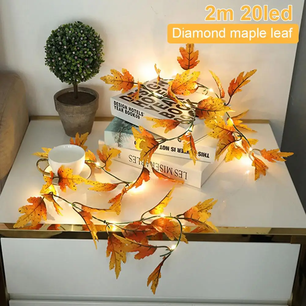 

Christmas Rattan Garlands Light Battery Operated Outdoor Romantic Fairy Light Rope Light for Thanksgiving Leaves Flowers