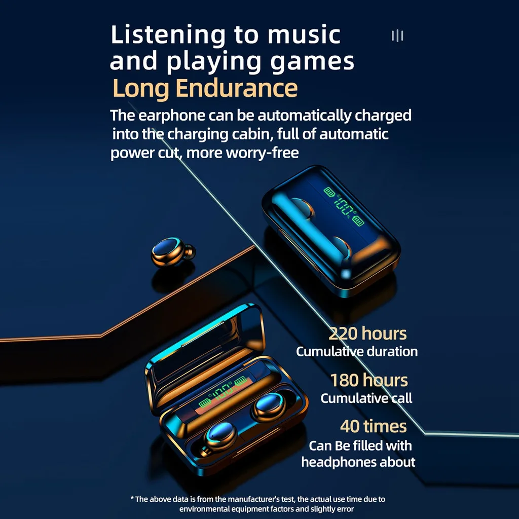 

TWS Bluetooth 5.0 Earphones 2200mAh Charging Box Wireless Headphone 9D Stereo Sports Waterproof Earbuds Headsets With Microphone