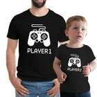 Плеер 1 плейер 2Гб для всей семьи одинаковые футболки для пап и сыновей; Внешний вид, дочки, папы, футболка, Топы, футболка с короткими рукавами для папы; Одежда для малышей