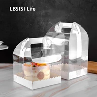 lbsisi life 10pcs thicker transparent cake box for diy handmade baby show birthday party gift favor bakery package supplies box