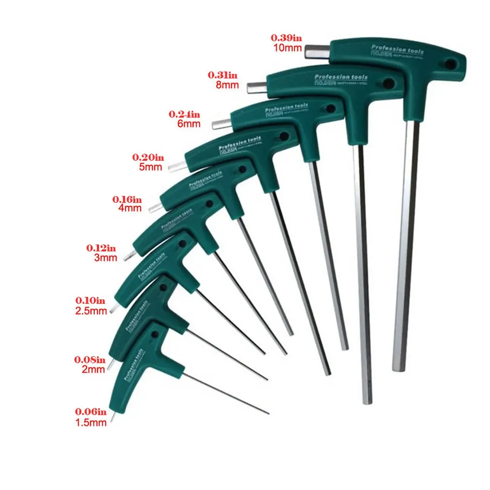 

9 шт./компл. Шестигранная Отвертка H1.5 мм-10 мм Т-образная рукоятка гаечный ключ торцевые винты инструменты
