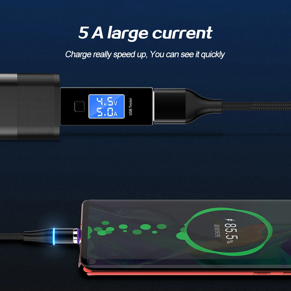 Магнитный кабель USB C 5A суперзарядка 40 Вт Тип магнитное зарядное устройство