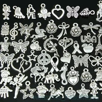 50100pcs mixed pendants charms for jewelry making diy bracelet necklace tibetan silver heart shape cross animal charm beads