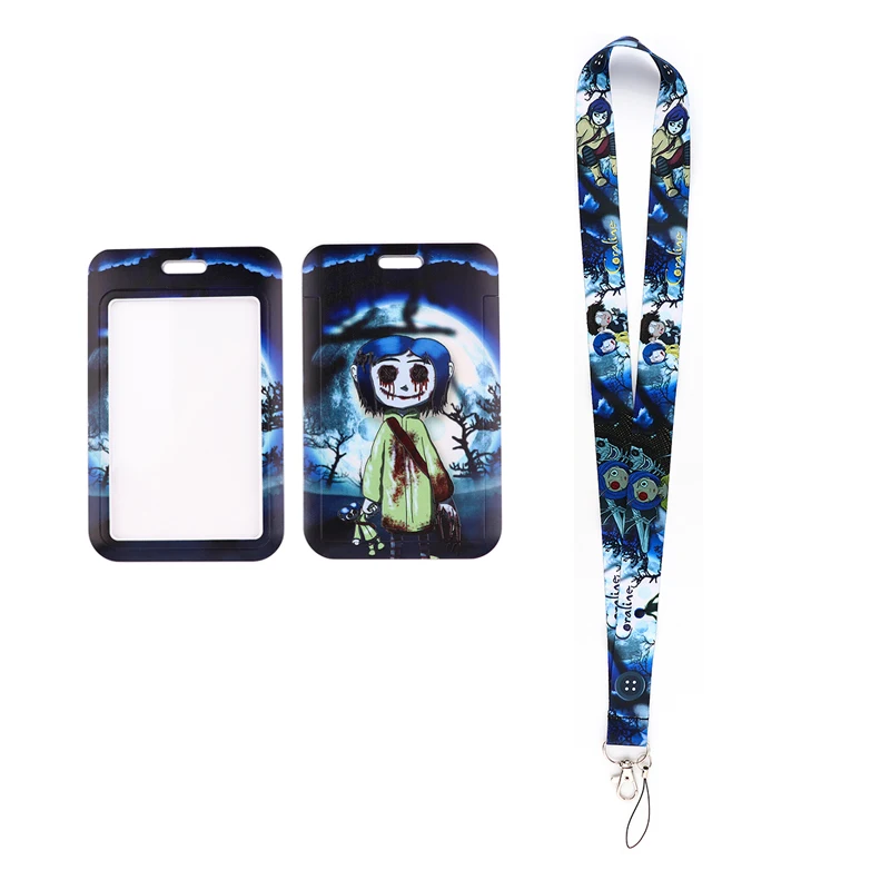 

24pcs/lot MD901 DMLSKY Cartoon Horror Ghost Mother Neck Strap Lanyard for key Phone USB DIY Hang Rope With Card Holder