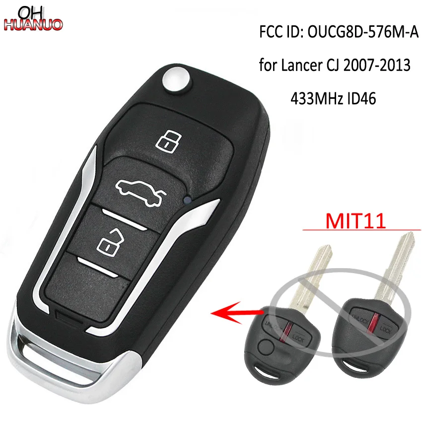 Улучшенная флип карта 433 МГц ID46 для Mitsubishi Lancer CJ 2007 2013 идентификатор FCC: Φ|Ключ от