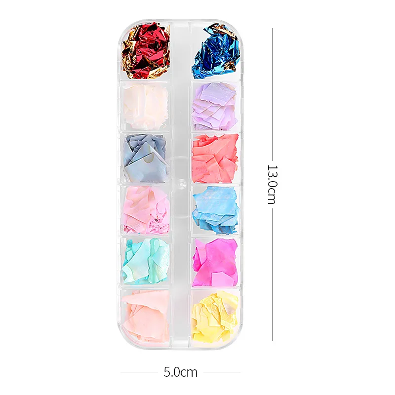 

Nail shell stone 12 color net red Japanese ultra-thin natural nail shell piece gold and silver foil sticker manicure jewelry ins