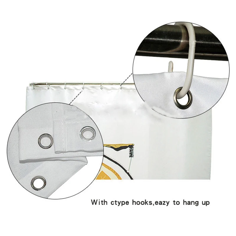 Занавеска для душа из полиэстеровой ткани с объемным пейзажем водопада