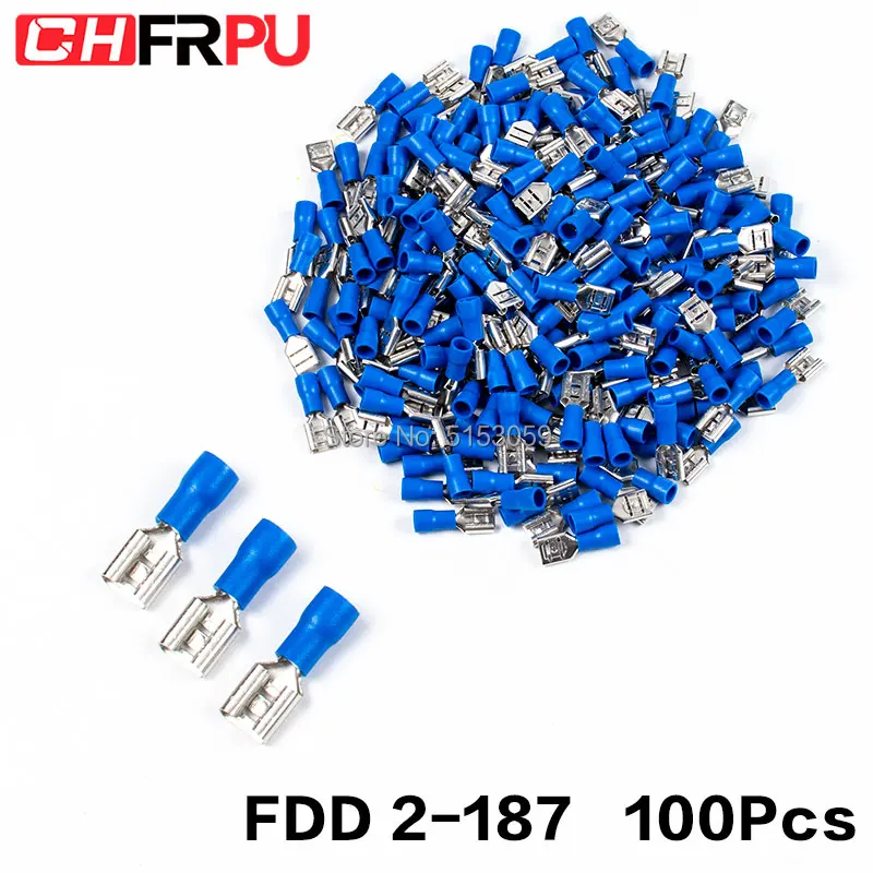 100 шт. 4,8 мм 16-14AWG FDFD/FDD/MDD 2-187 Женский Мужской изолированный Электрический обжим терминал для 1,5-2,5 мм2 Кабельный провод разъем