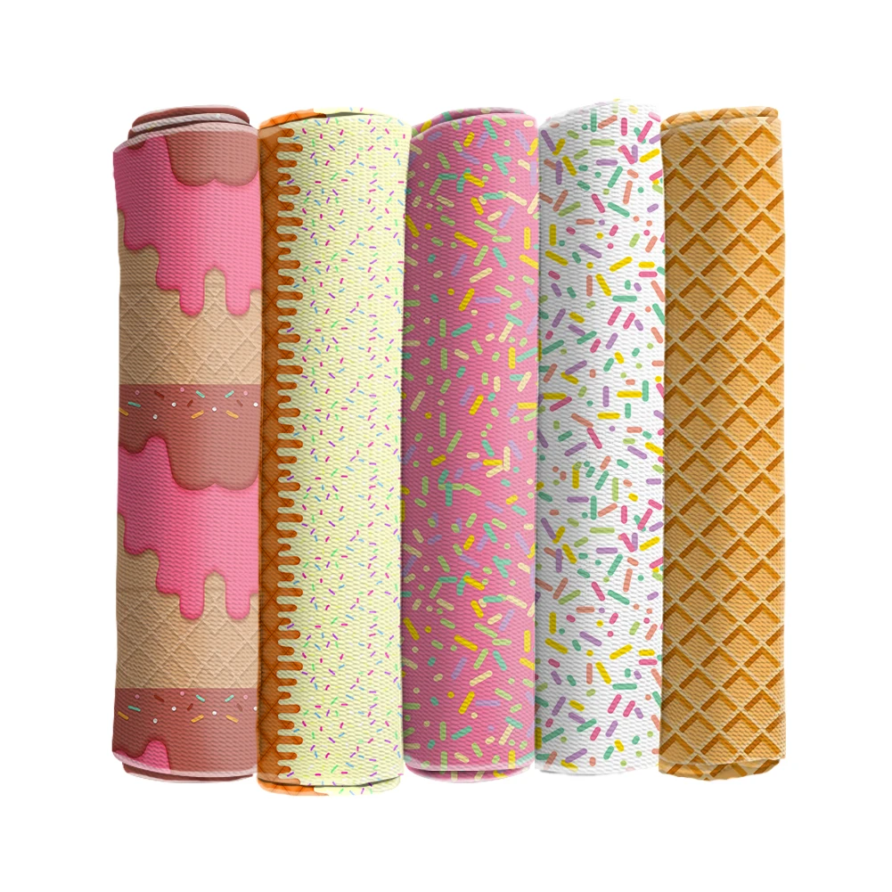

Bullet Strech Cotton Fabric Ice Cream Print for DIY Home Tex Bags Handmade Materials 50*145cm