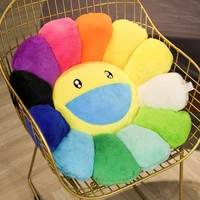 cute rainbow flower pillow kawaii plushie smile face sunflower stuffed plush toy chair cushion hold pillow home decor girls gift