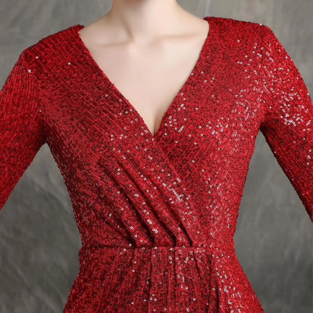 Robe Courte Black Party Dresses Short Mini Sequin Long Sleeve Dress Rochii Elegante Sexy Glitter Nightclub Vestidos | Женская одежда