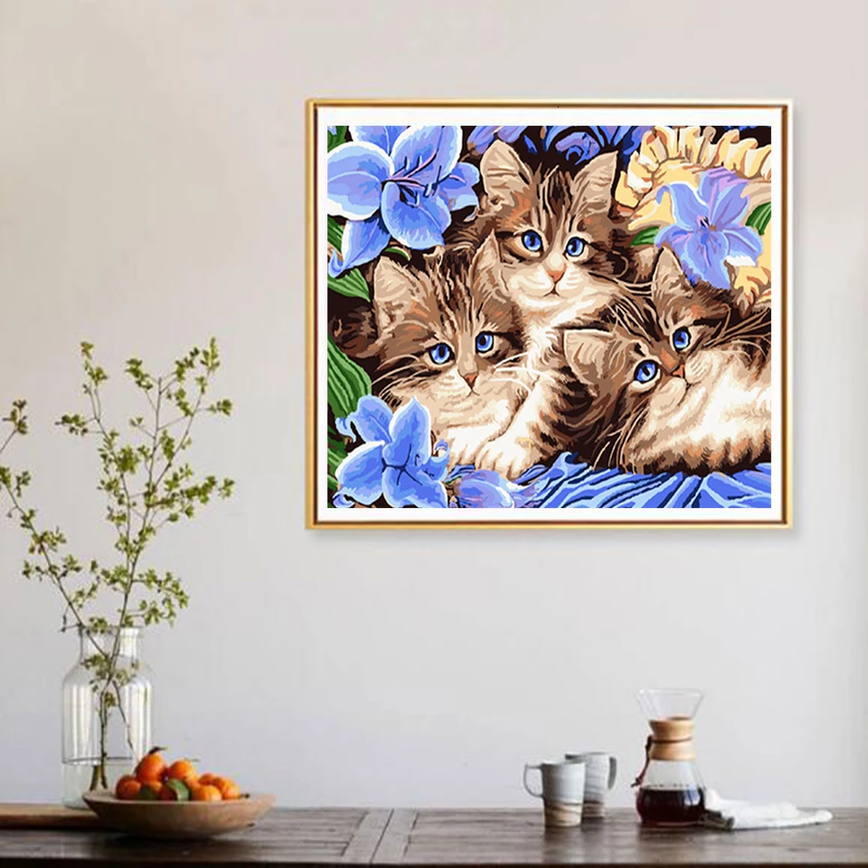 AZQSD DIY краски по номерам животные 50x40 см кошка краски по номерам холст краски наборы для взрослых Декор для дома
