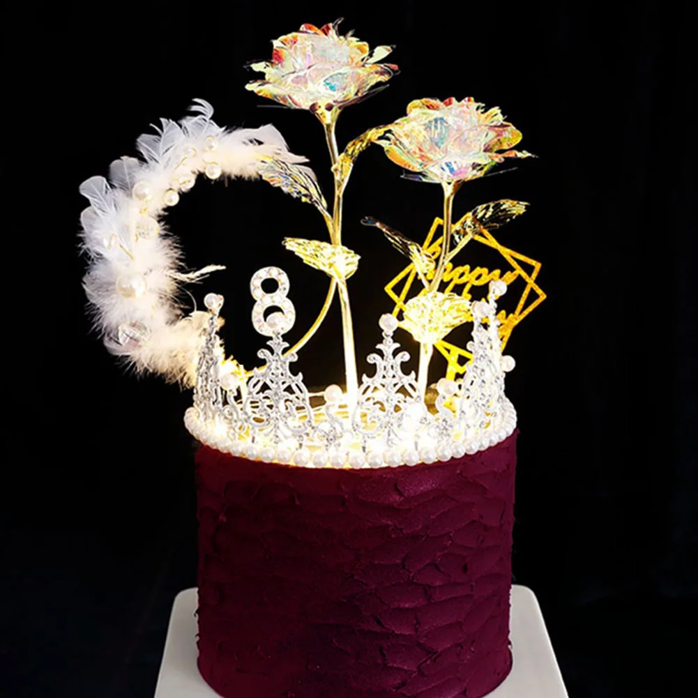 Кольцо с перьями и искусственным жемчугом украшение для торта романтическое