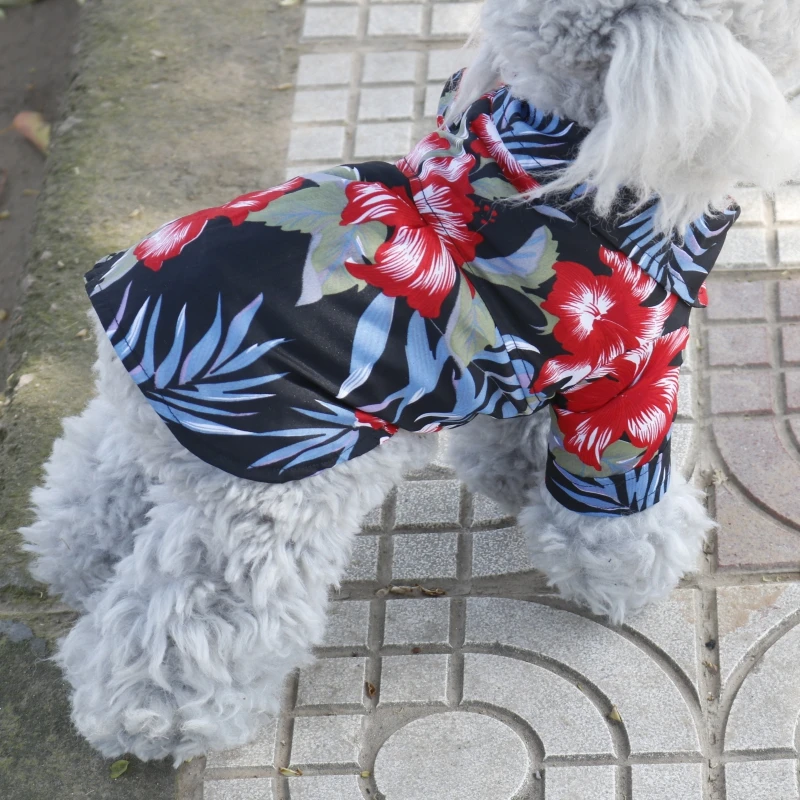 

5 Sizes Summer Pet Printed Clothes Floral Beach Shirt Jackets Dog Coat for Puppy Costume Cat Spring leisure Clothing L