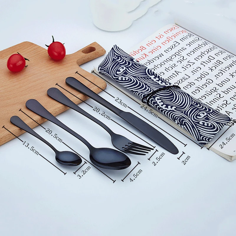 4 шт./компл. набор разноцветных столовых приборов из нержавеющей стали в западном