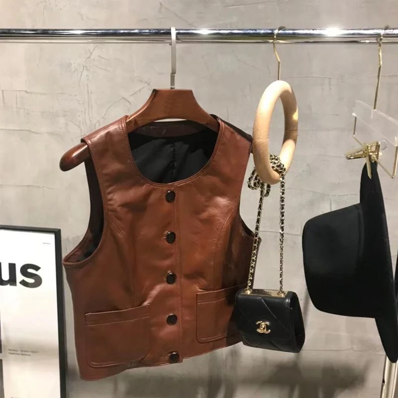 

SHZQ женский жилет из натуральной овечьей кожи, женский жилет из натуральной овечьей шкуры