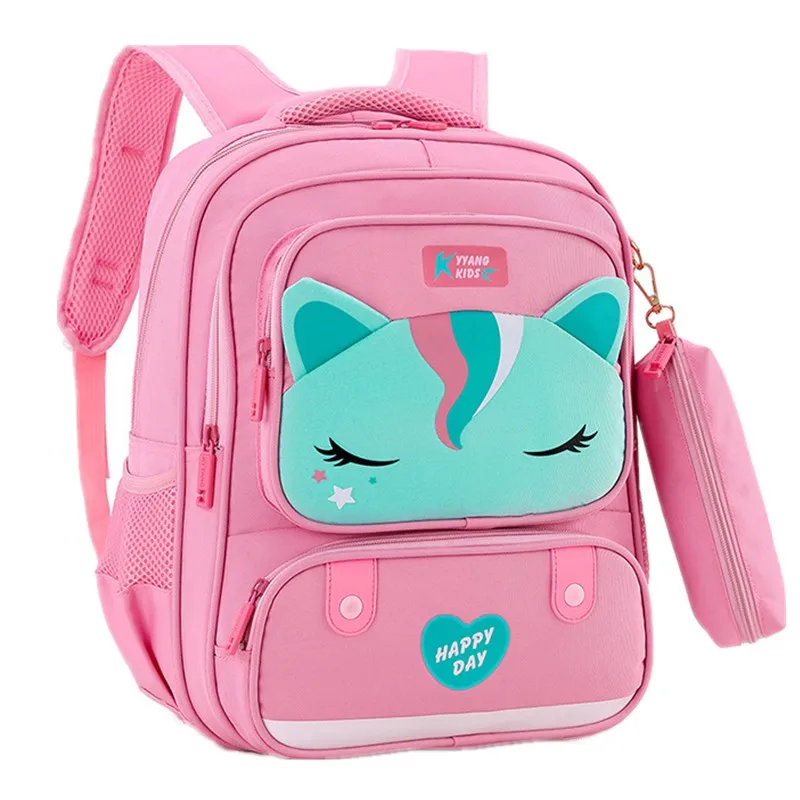 

NEW Fashion Girls Boys Cartoon Cat Waterproof School Bags For Kids Children Orthopedic School Backpacks Mochila Escolar Satchel