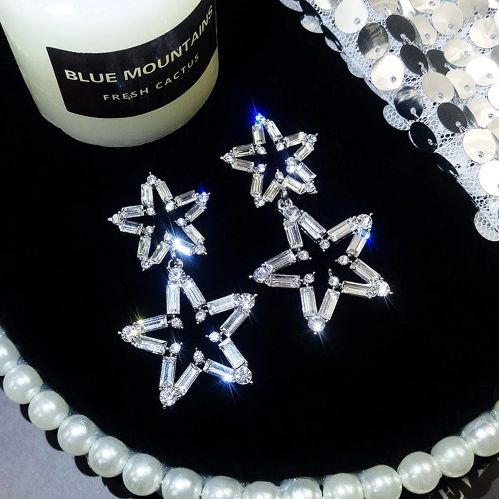 Trendy Big Star Drop Earrings For Women 2020 New Rhinestone Party Statement Lucky Jewelry Korean Style Accessories | Украшения и