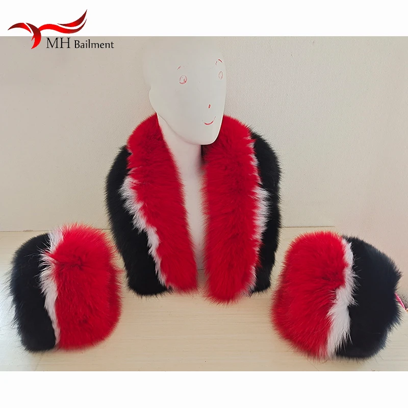 Женский комплект из шарфа и манжет теплый меховой шарф манжеты зимний сезон 2021 |