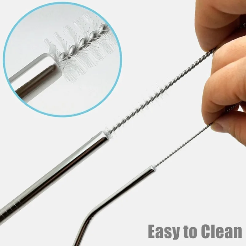 

5Pc Portable Metal Drinking Straw Reusable Bar Accessories Stainless Steel Straw with Cleaner Brush for Home Party Color Jars