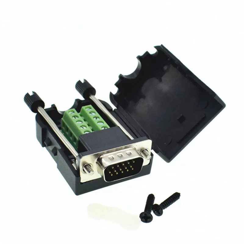 15 контактный разъем адаптера DB15 папа VGA с пластиковой крышкой 3 + 6 кабель для