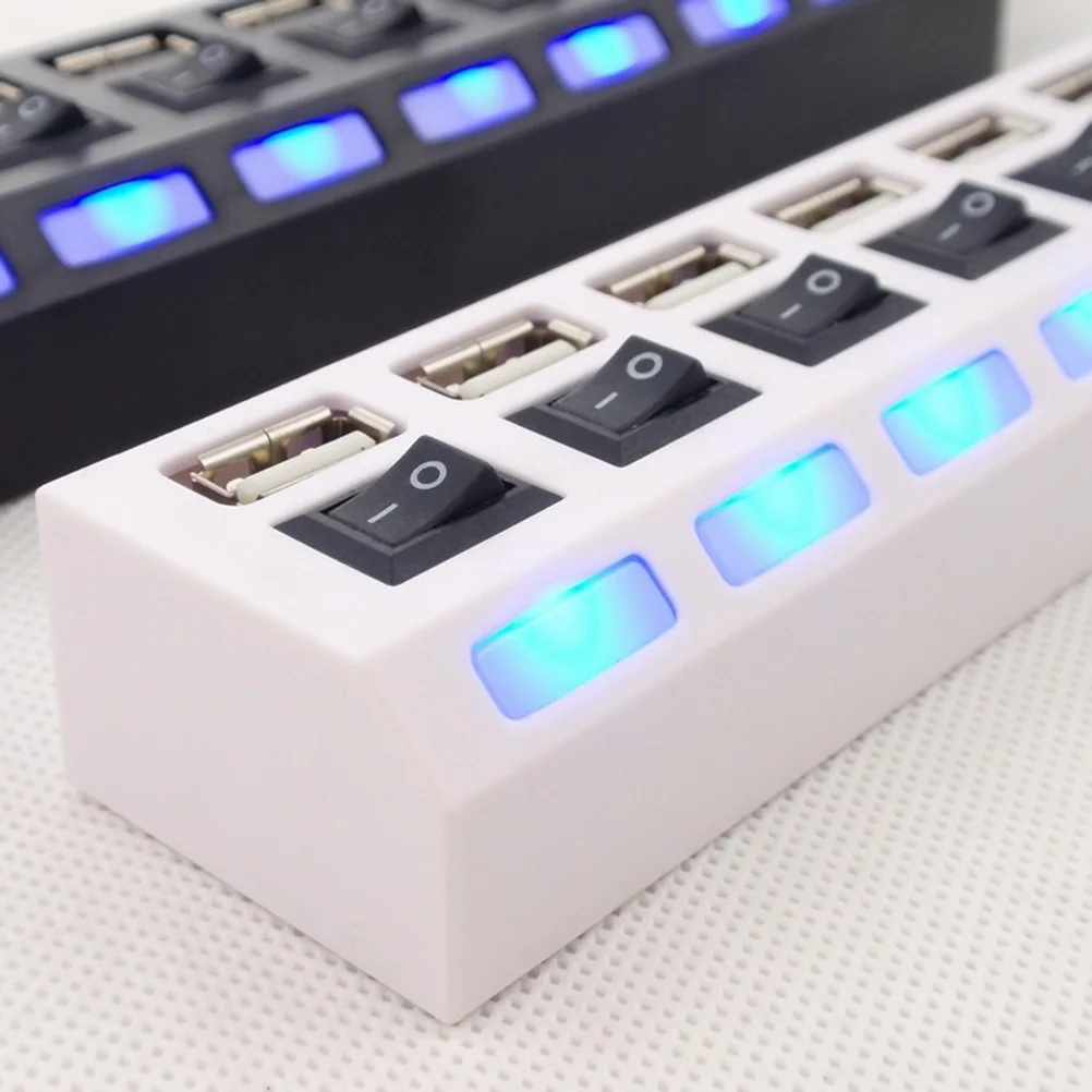 

7 Ports Usb Hub LED USB High Speed 480 Mbps Adapter USB Hub With Power On Off Switch For PC Laptop Computer PC Laptop With ON/OF