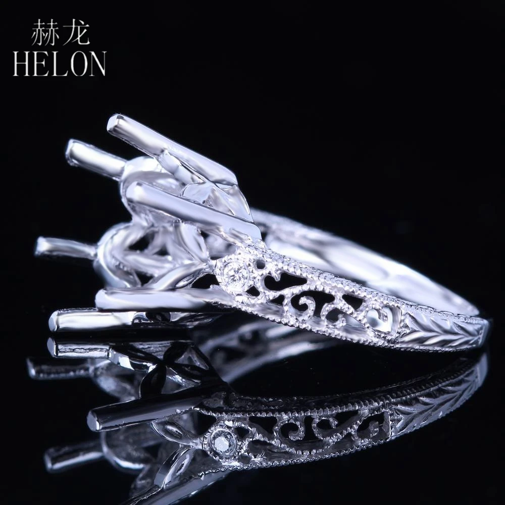 Кольцо HELON круглое однотонное из белого золота 14 к с натуральными бриллиантами