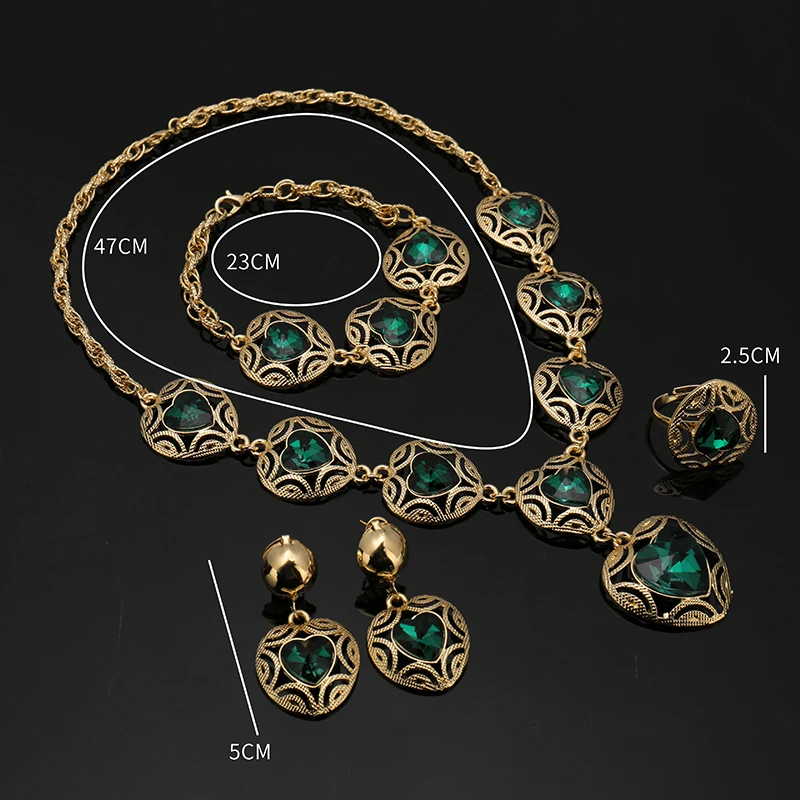 

Fani Dubai Gold Loving designer Jewelry Set Brand nigerian woman Wedding Necklace Ring Bracelet Earrings jewelry Set Wholesale