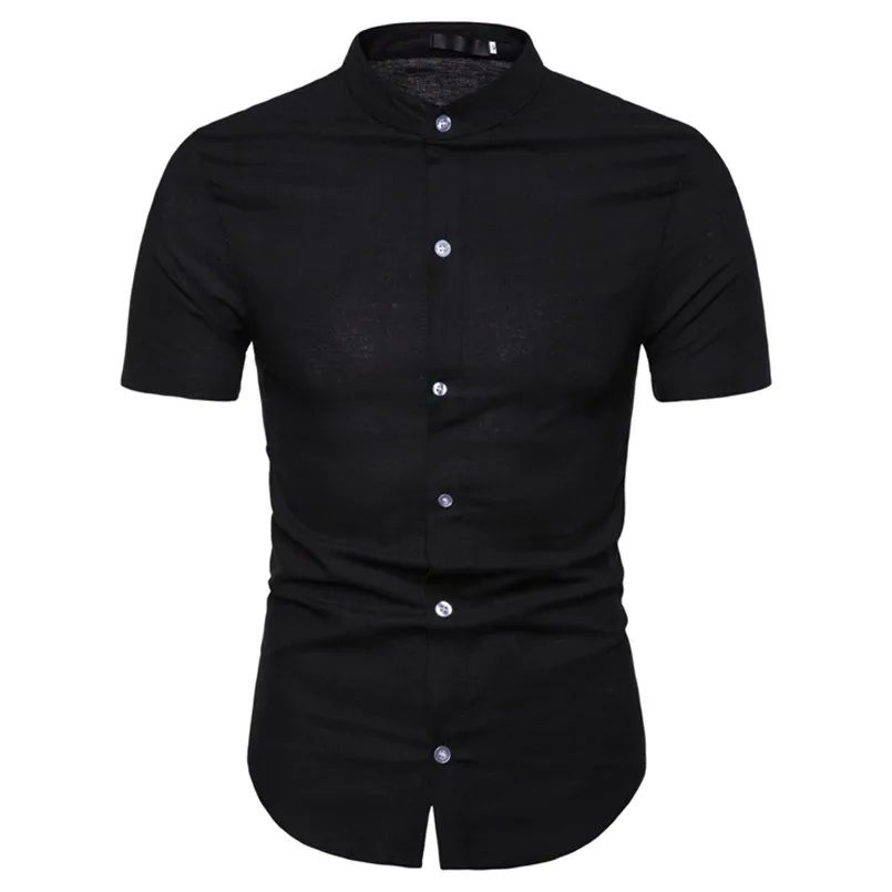 Мужские рубашки с коротким рукавом большие размеры повседневный однотонный