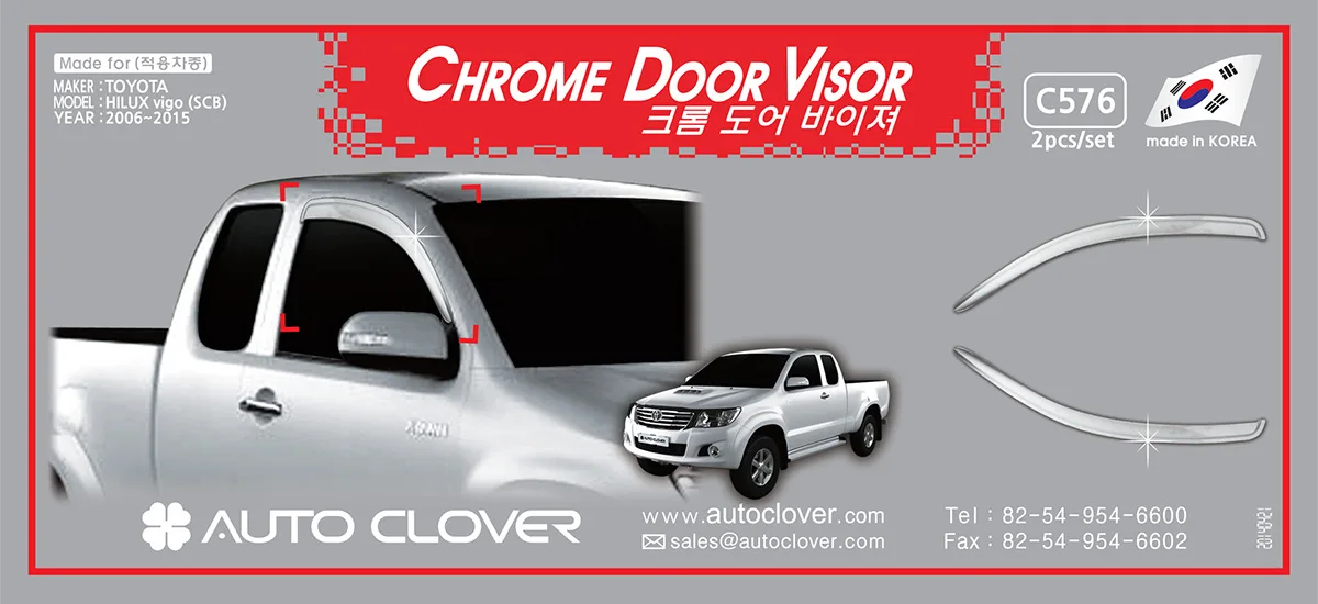 

Chrome Door Visor Side Window Deflector Shade Sun Rain Shield Silver Trips Eaves for Toyota Hilux Vogo