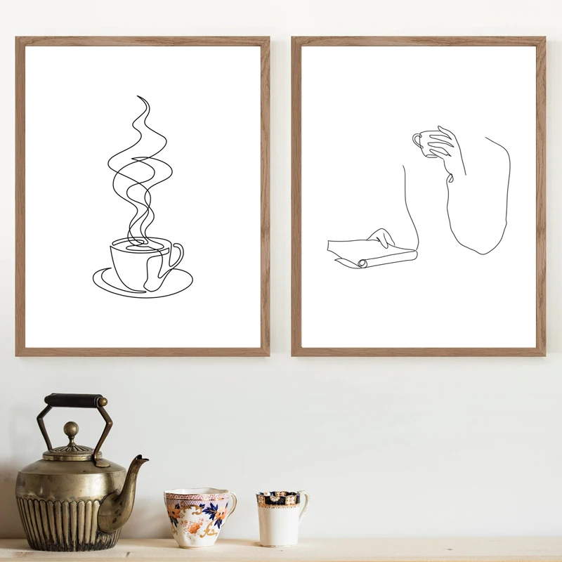 

Abstract Paintings Black And White Print Line Woman Hands Poster Coffee Shop Canvas Painting Nordic Aesthetic Room Decoration