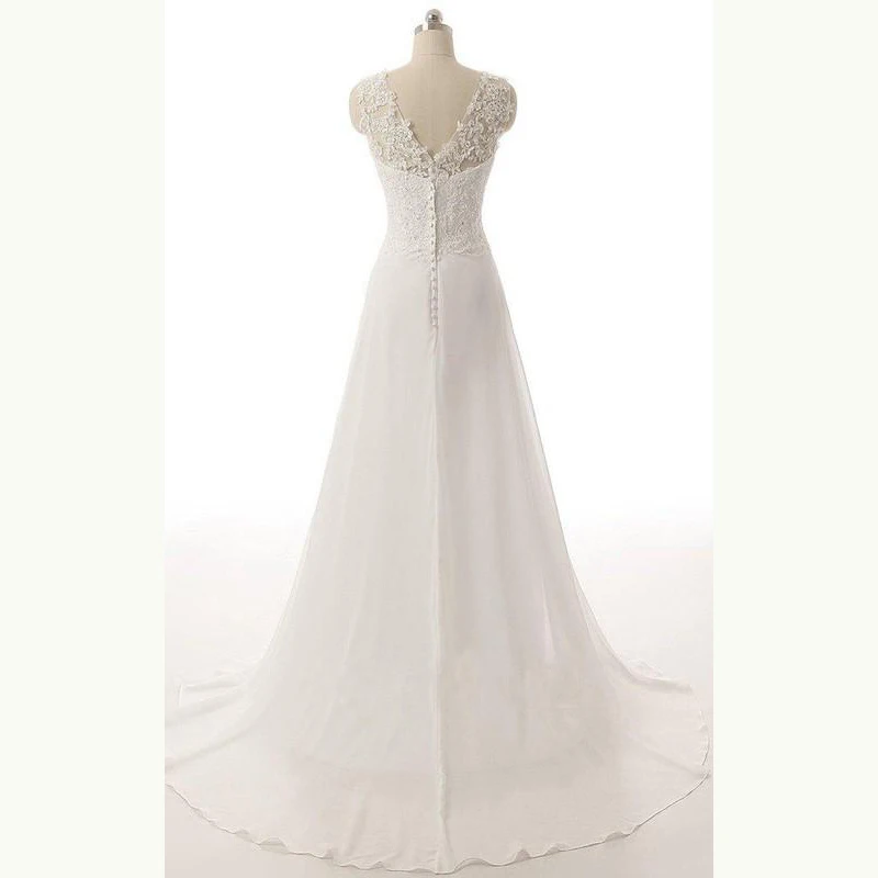 2021 Real Sample On Sale Summer Beach Lace Sleeveless Bridal Wedding Dresses V Neckline Gowns for Bride Back Out Beaded | Свадьбы и