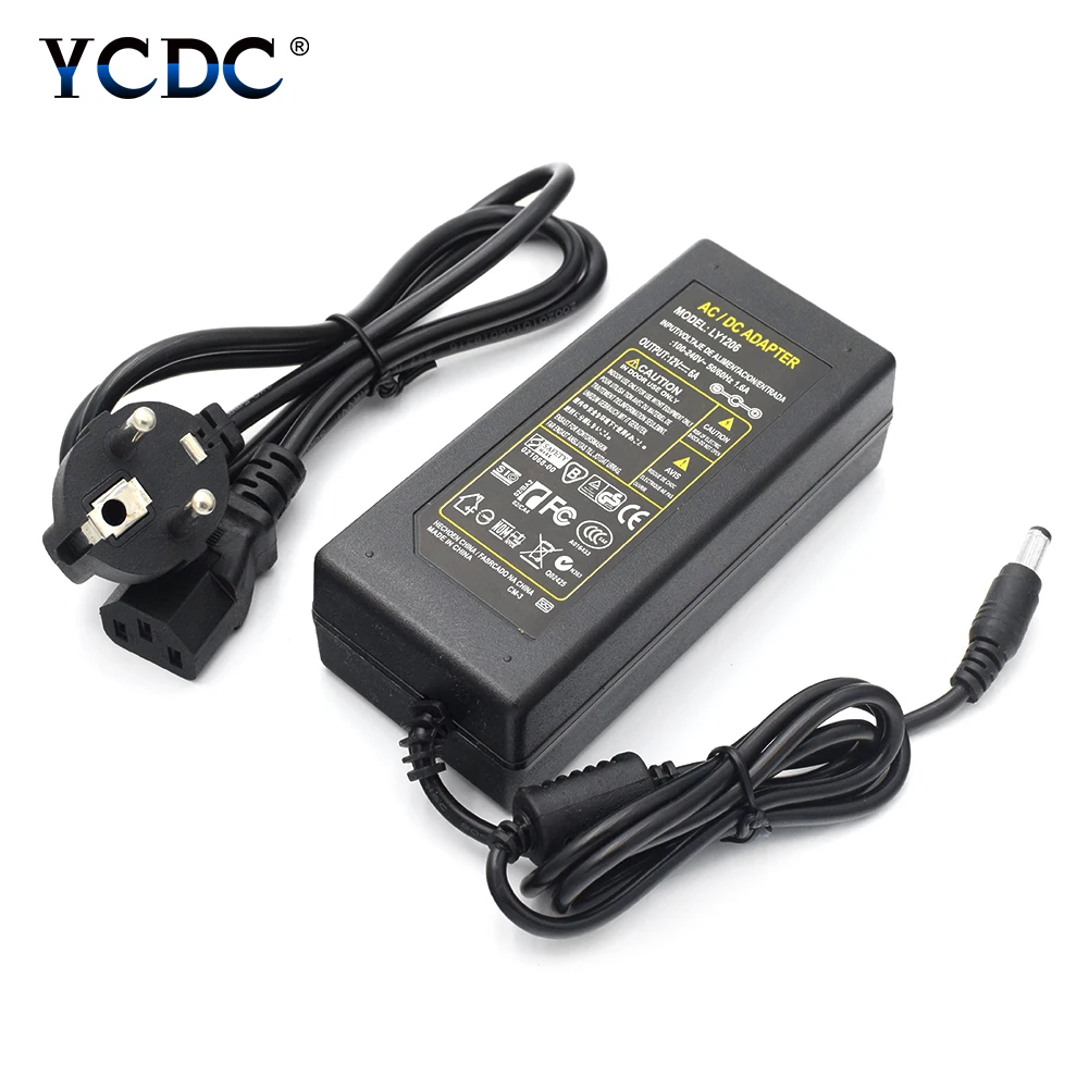

6A Universal 100-240V AC to DC 12V Power Adapter Supply Charger adapter AC/DC Converter 5.5mm x 2.1mm EU US UK AU Plug