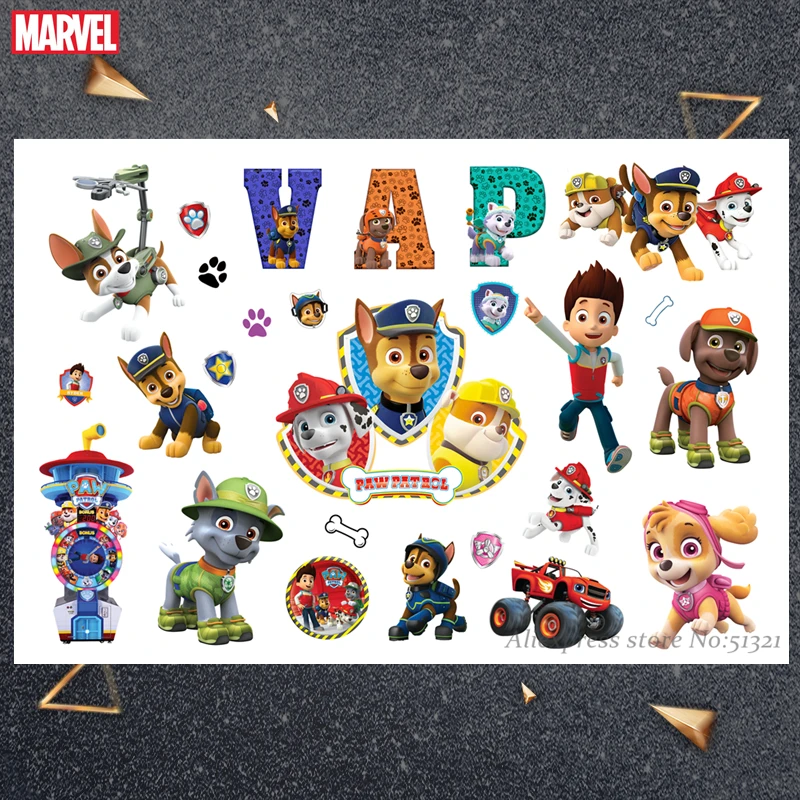 Paw Patrol милый мультфильм временные татуировки наклейки для детей мальчиков Игрушки бумага для тату паста водонепроницаемый день рождения подарок для детей