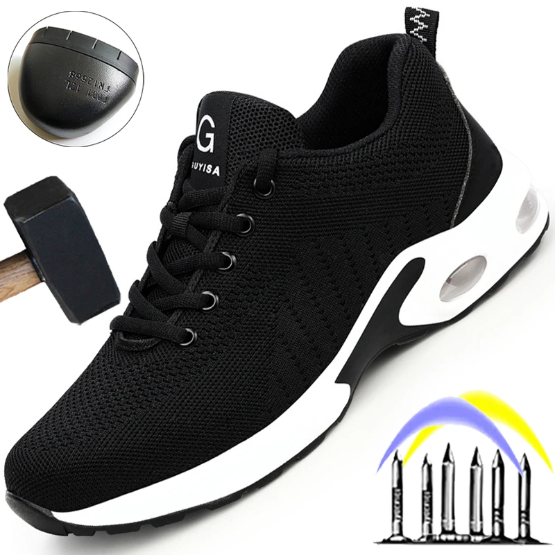 

Fashion Air Cushion Men Shoes Steel Toe Cap Safety Shoes Work Sneakers Anti-Puncture Work Security Footwear Indestructible Shoes