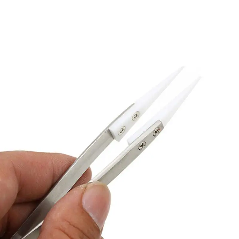 

Anti-static Tweezers Precision Ceramic Tweezers Stainless Steel Handle High Temperature Resistant Tweezers for Pinching Coils