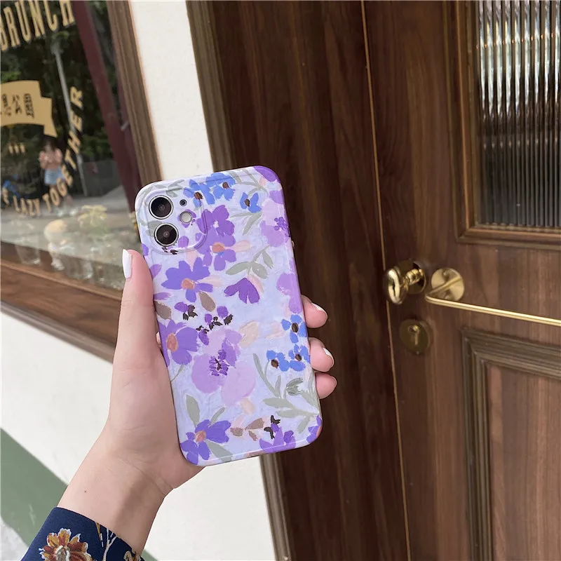 

Romantic Purple Flowers phone case For iphone 12 12Pro Max for iphone 11 11Pro 7 8 Plus SE2020 XS Max X XR XS silicone case capa