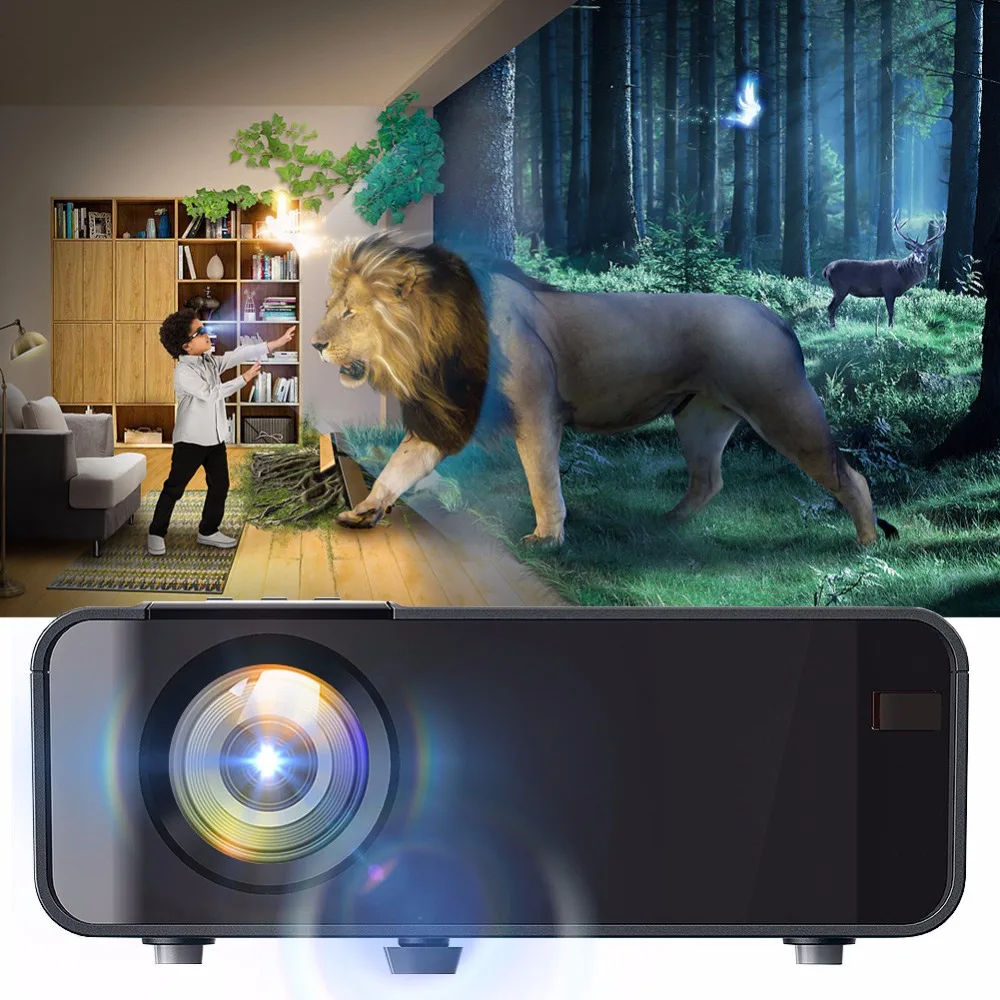 Черный Портативный 1080P светодиодный умный проектор домашний кинотеатр 720P 110 V-240 V