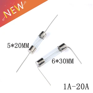 Осевой свинцовый предохранитель 5*20 мм, быстродействующий стеклянный предохранитель, трубка F 1A 2A 3A 4A 5A 6.3A 10A 15A 20A 250V 6 мм x 30 мм 6*30 мм, 10 шт.