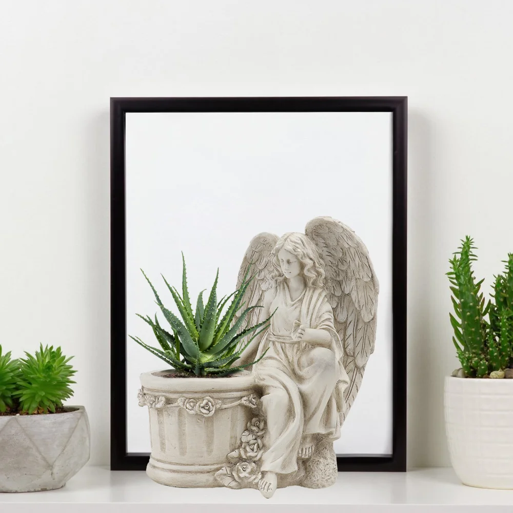 

1Pc Creative Resin Flowerpot Garden Yard Statue Planter Artistic Design (Beige)