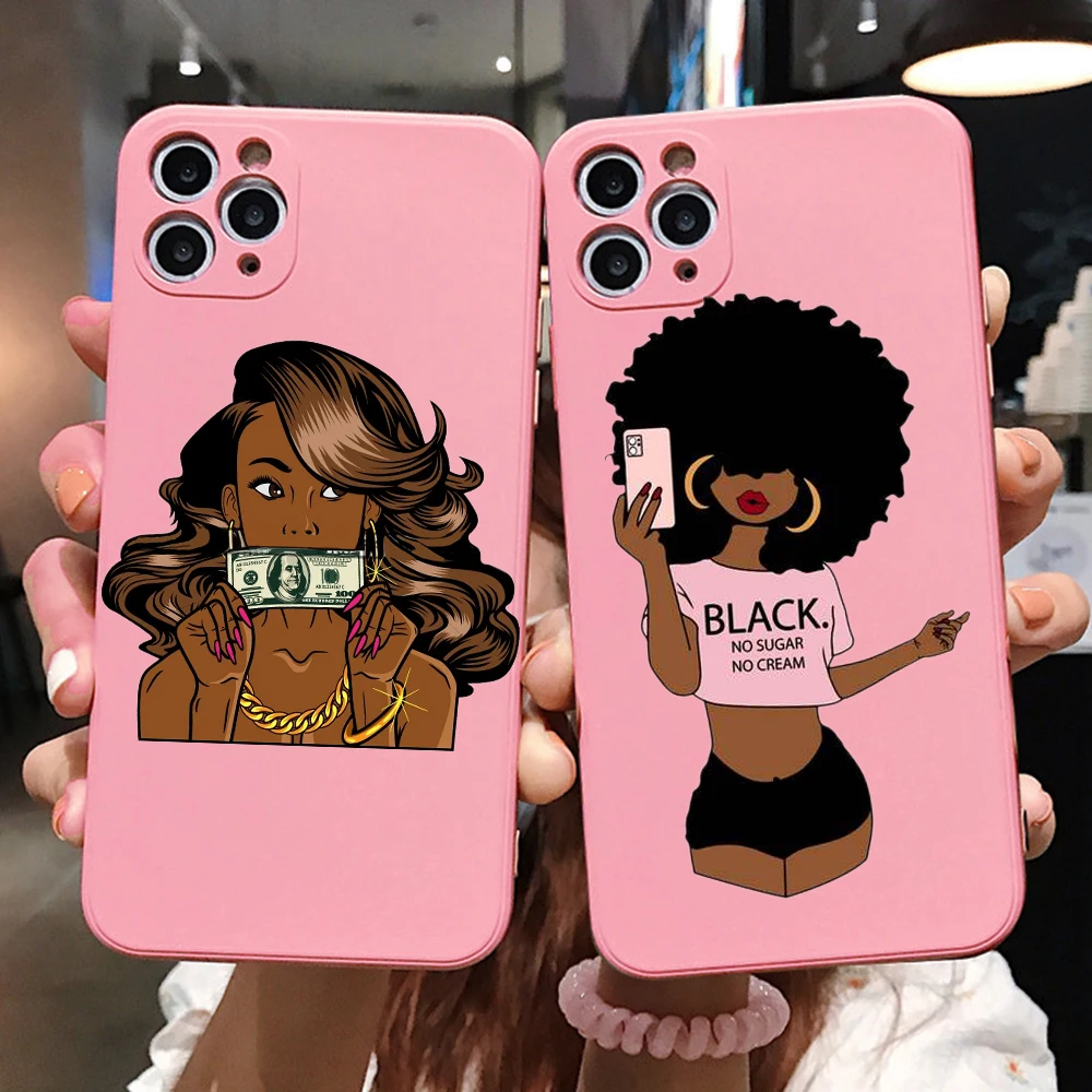 

PUNQZY меланин Poppin, африканская черная девушка, прозрачный чехол для телефона iPhone 12 11 Pro MAX XR XS MAX SE 2020 7 PLUS, цветной мягкий чехол из ТПУ