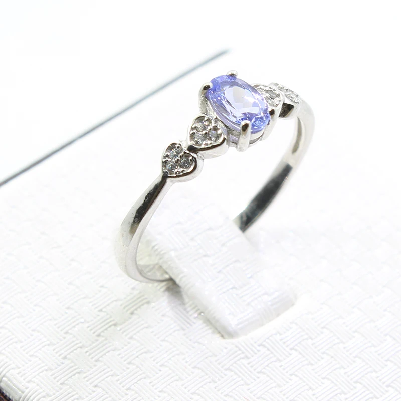 Кольцо из серебра 925 пробы с танзанитом 5 х7 мм|Кольца| |