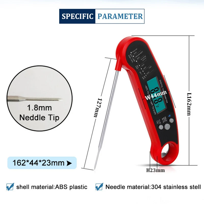 

Digital Meats Thermometer for Cooking and Grilling Instant Read High Accuracy Waterproof Device for Kitchen Food Candy F2