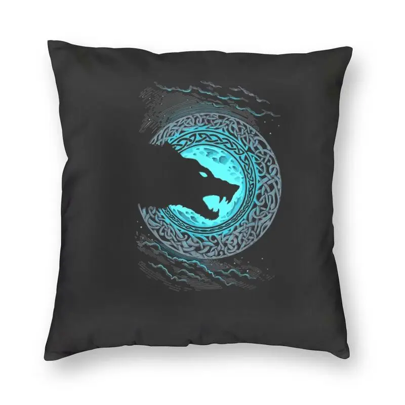 

Vintage Vikings Mythology Fenrir Wolf Of Life Odin Cushion Cover Throw Pillow Case for Car Cool Pillowcase Decoration