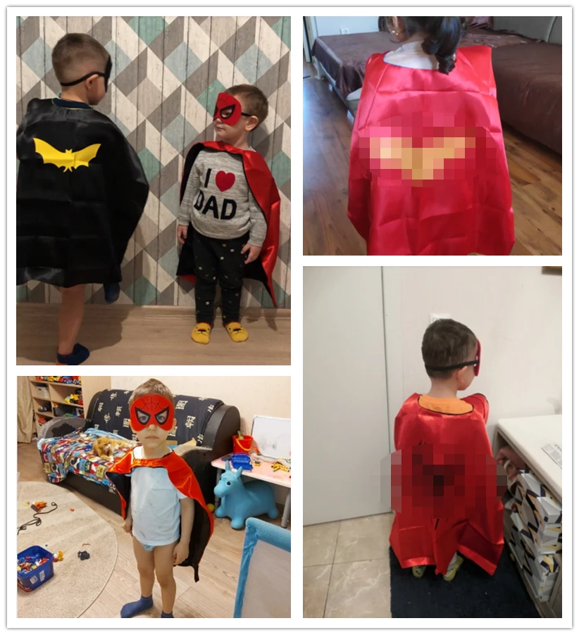 Детская накидка принцессы на Хэллоуин 1 + маска супергероя двусторонняя 70 х см