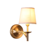 american style wall lamp ac90 260v high quality fabric lampshade vintage foyer bedroom study brass wall lights free shipping